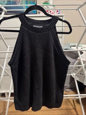 Old Navy Black Ribbed Halter Knit Tank Top